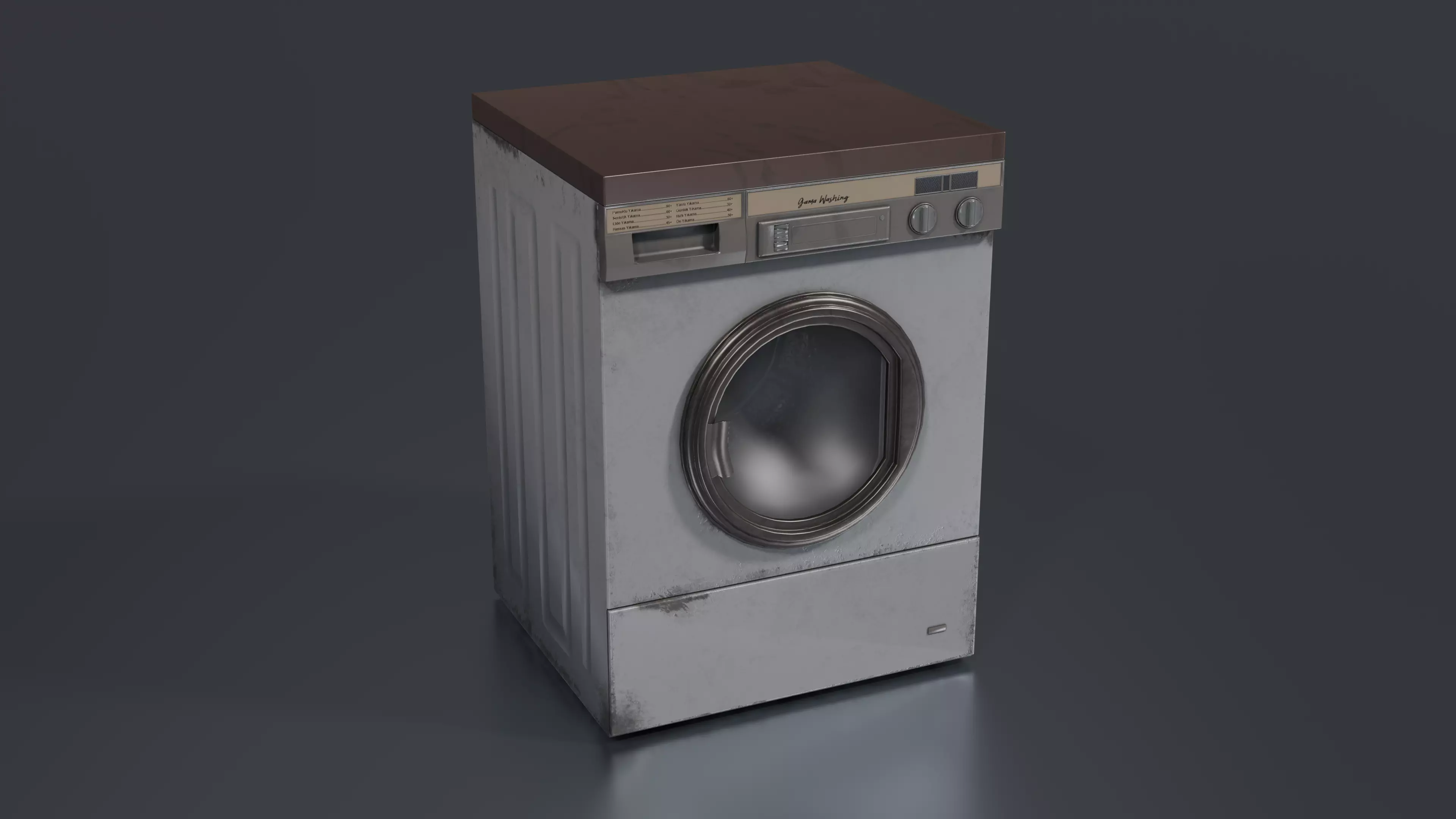 Vintage Washing Machine Low-poly 3D model_0