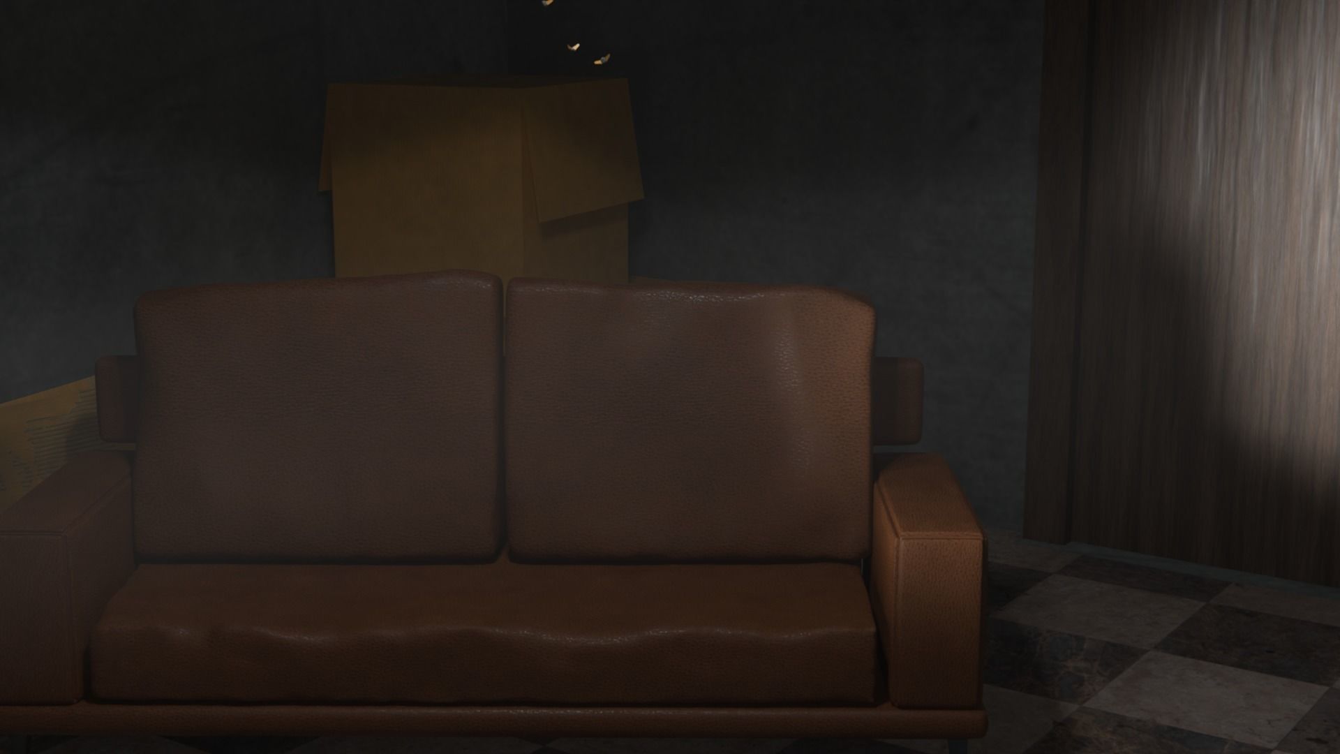 Storeroom room with lamp on wall 3D model_3