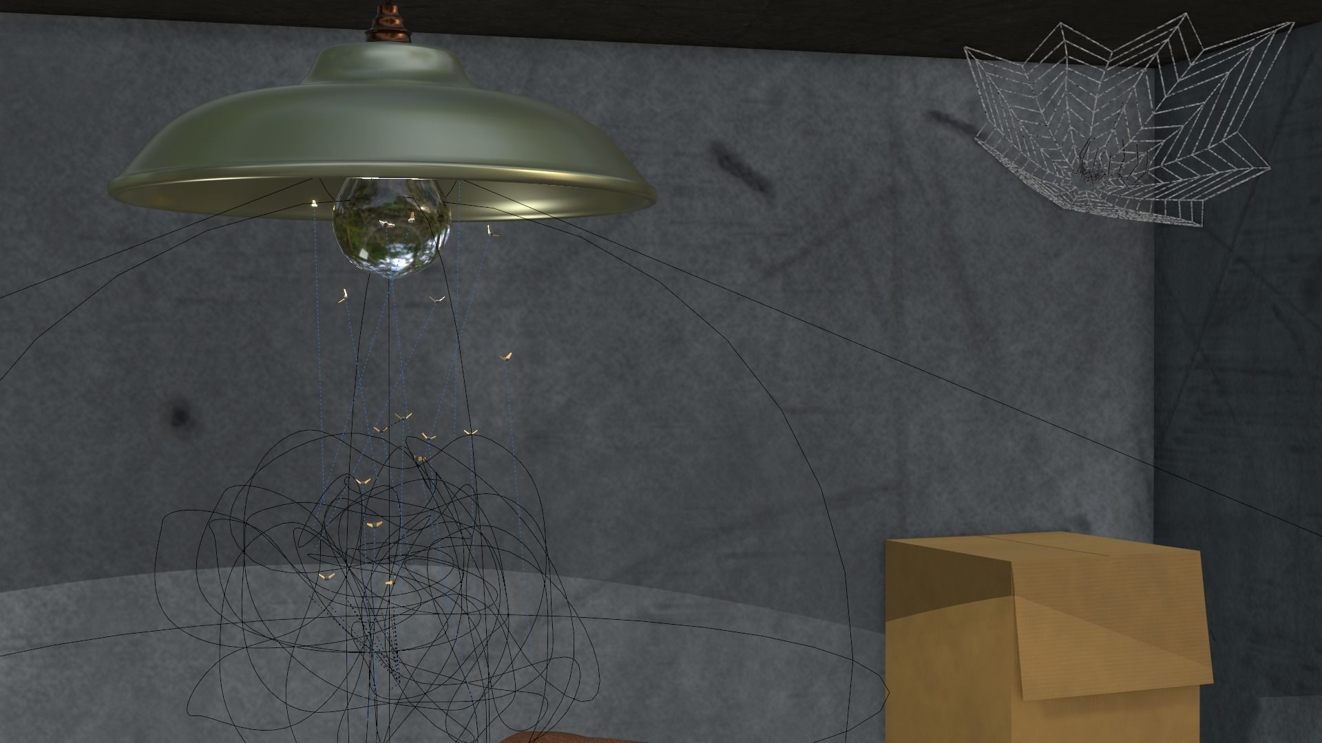 Storeroom room with lamp on wall 3D model_12