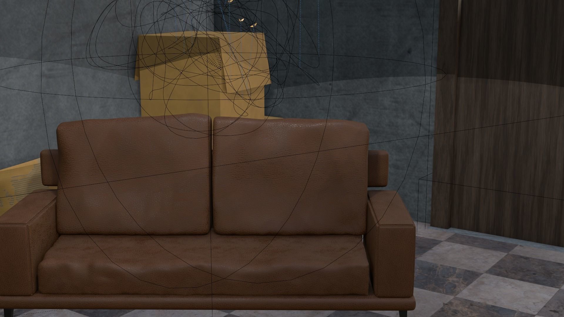 Storeroom room with lamp on wall 3D model_10