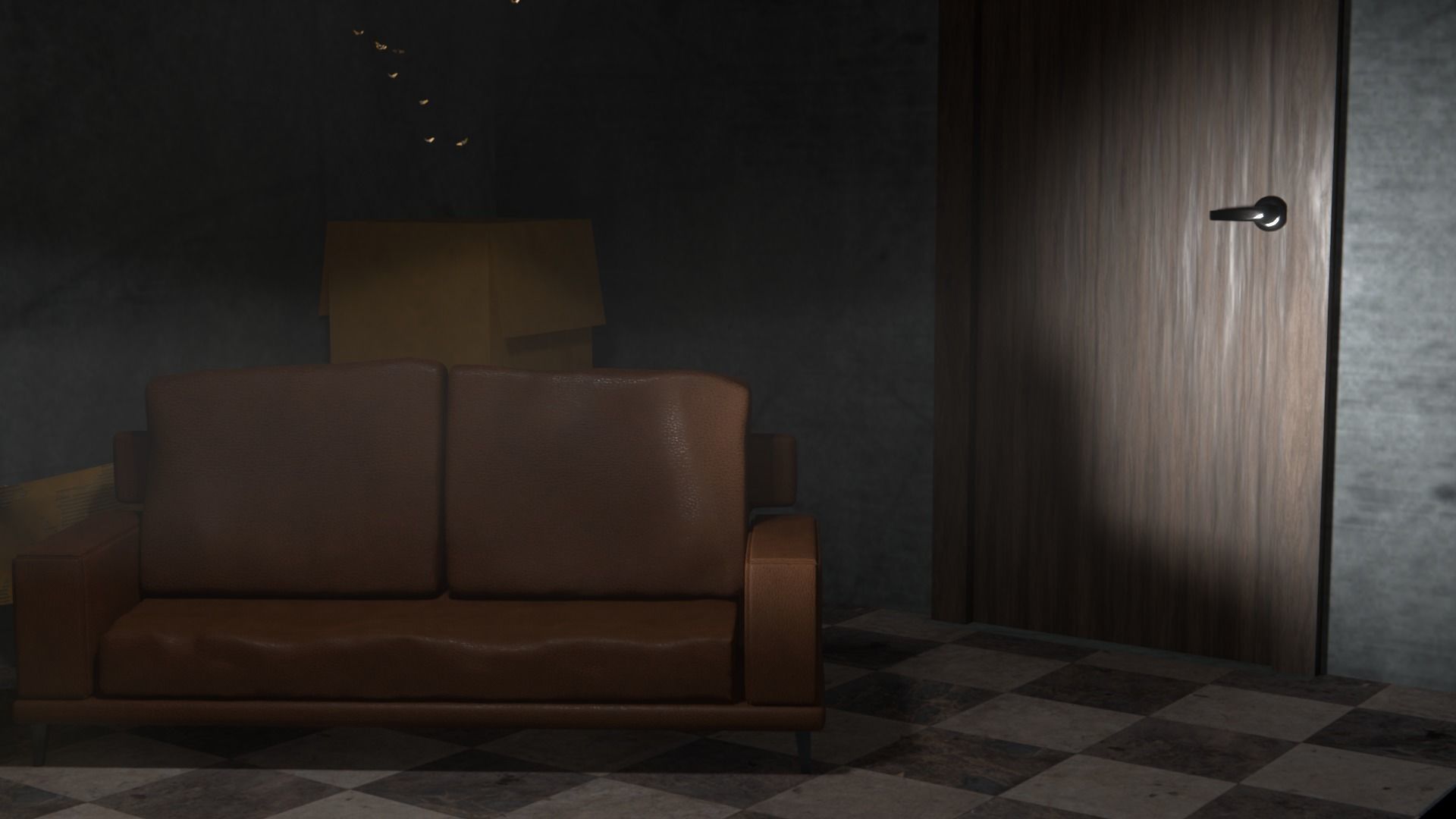 Storeroom room with lamp on wall 3D model_7