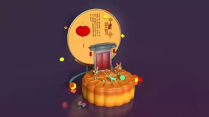 C4D model China Mid-Autumn Festival 3D model