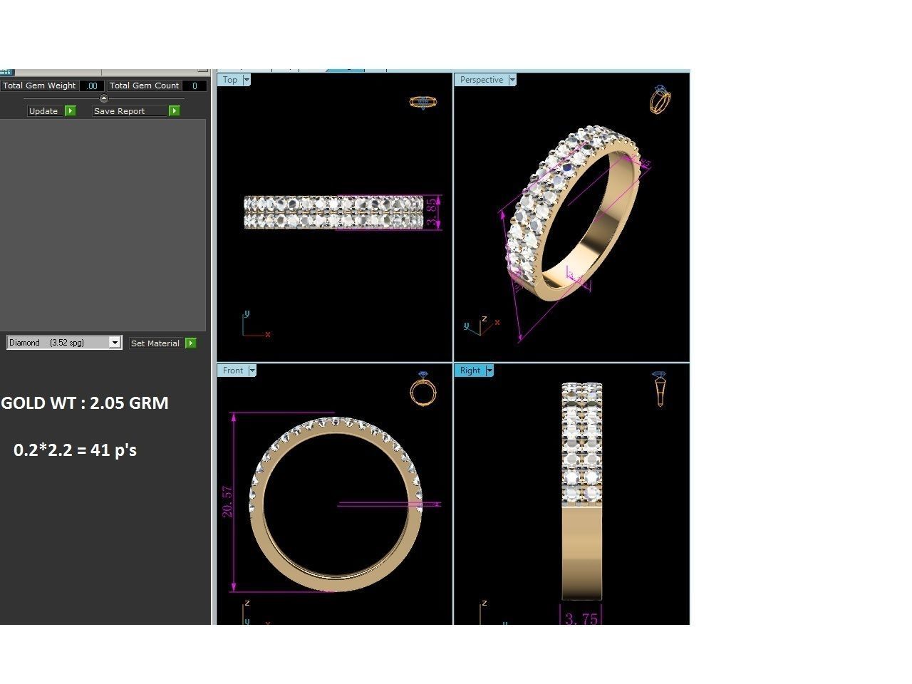 Band 3dm Render Details gold diamond eternity ring 3D print model_8