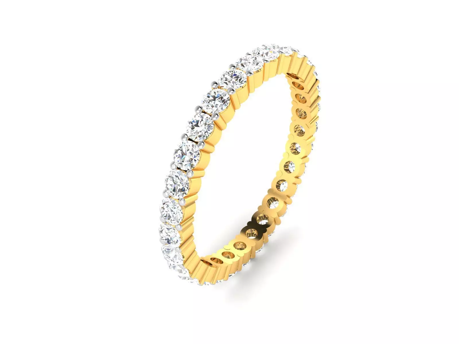 Band 3dm Render Details gold diamond eternity ring 3D print model