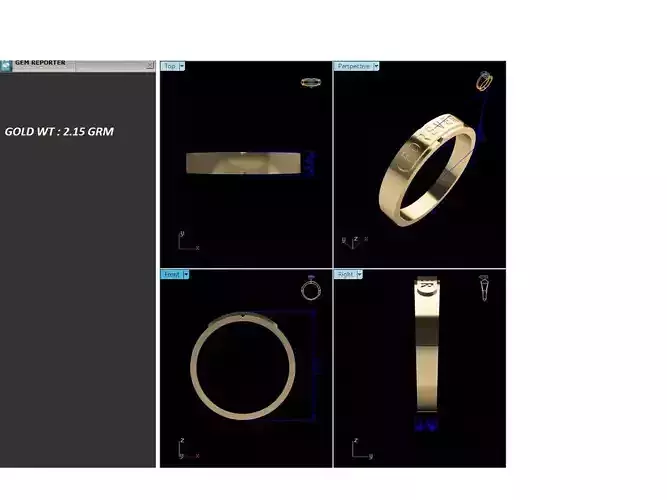 Band 3dm Render Details gold ring that says forever