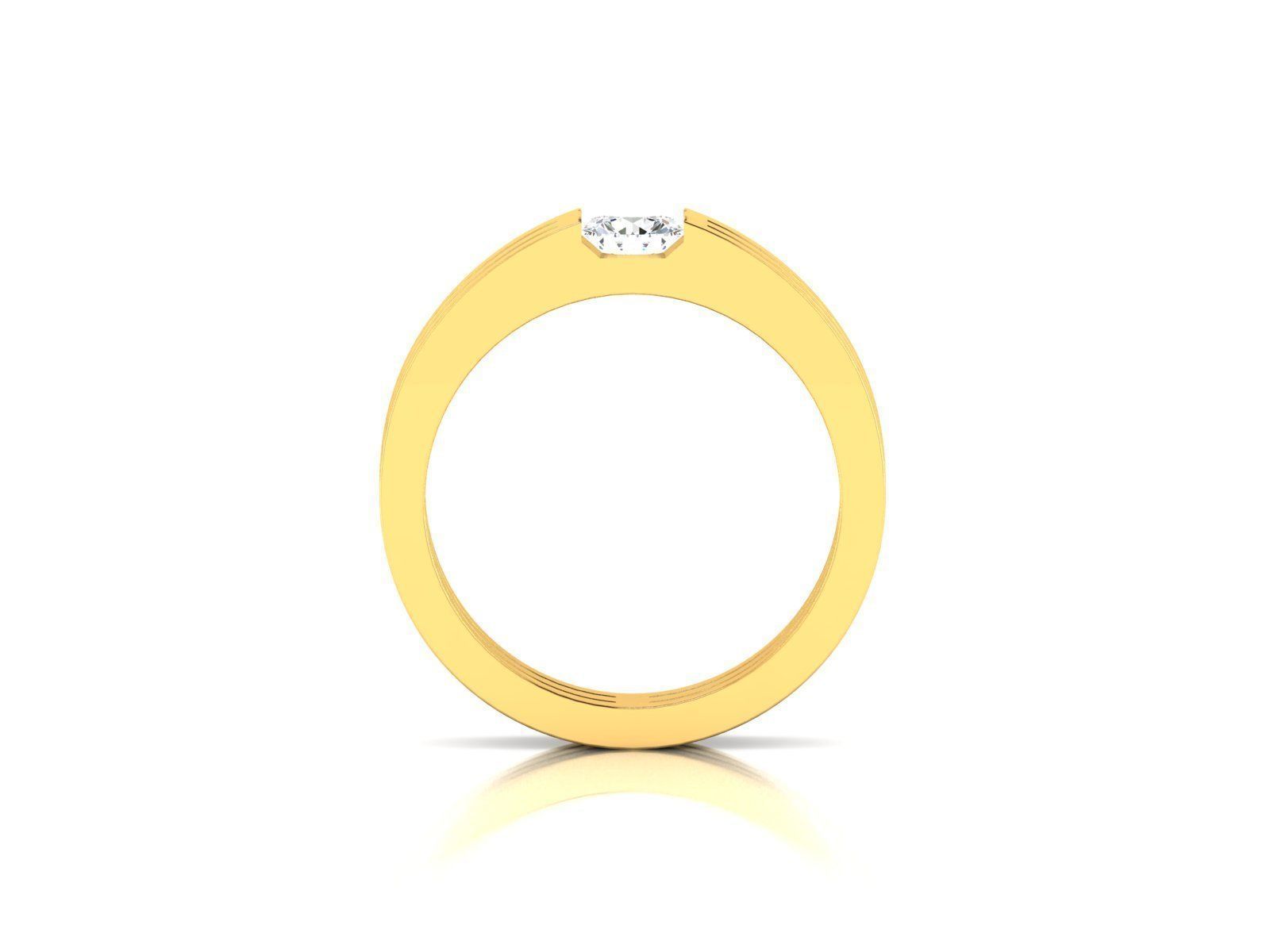 Band 3dm Render Details gold ring with diamond in center 3D print model_1