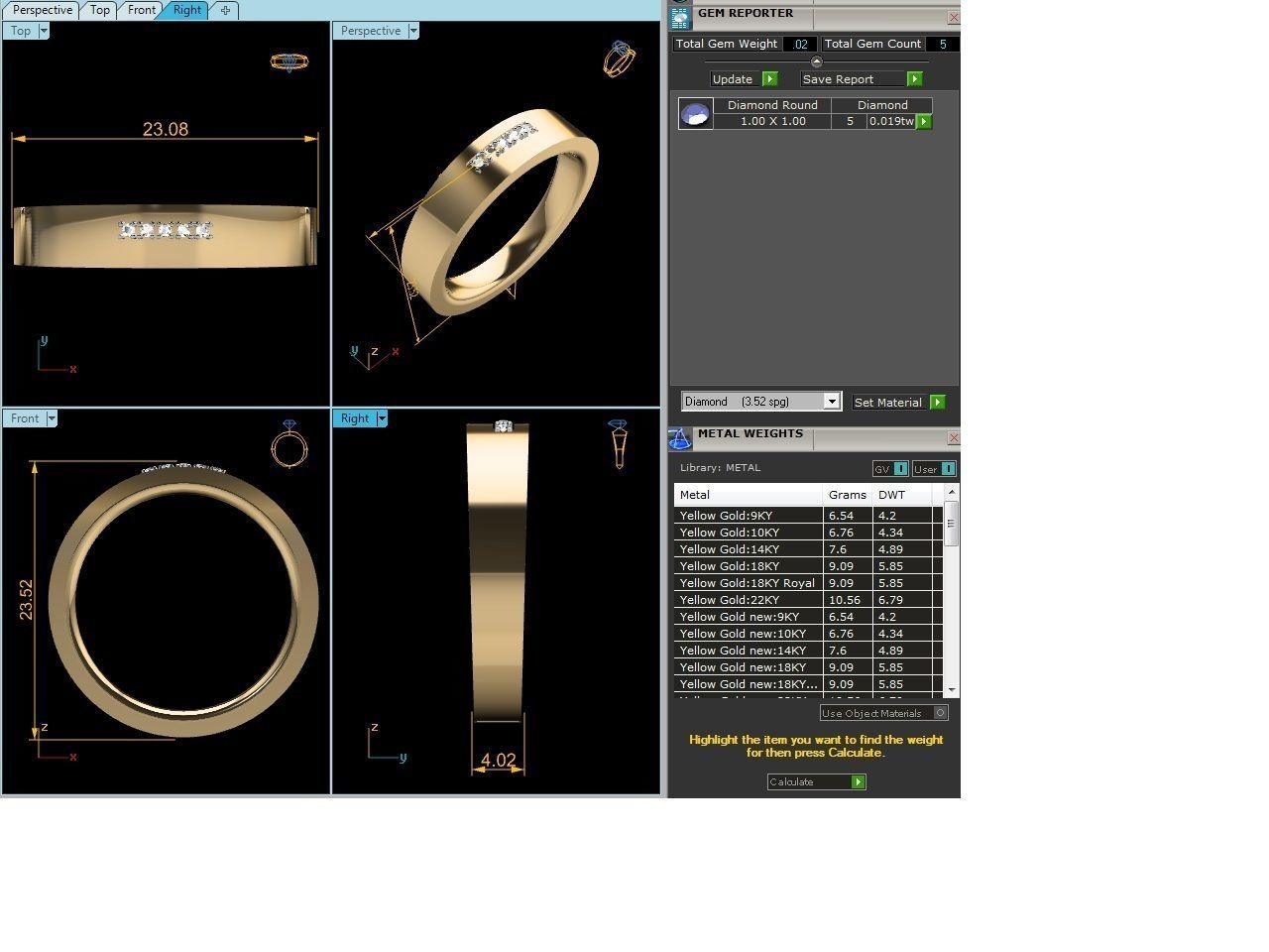 Band 3dm Render Details oval diamond ring gold 3D print model_1