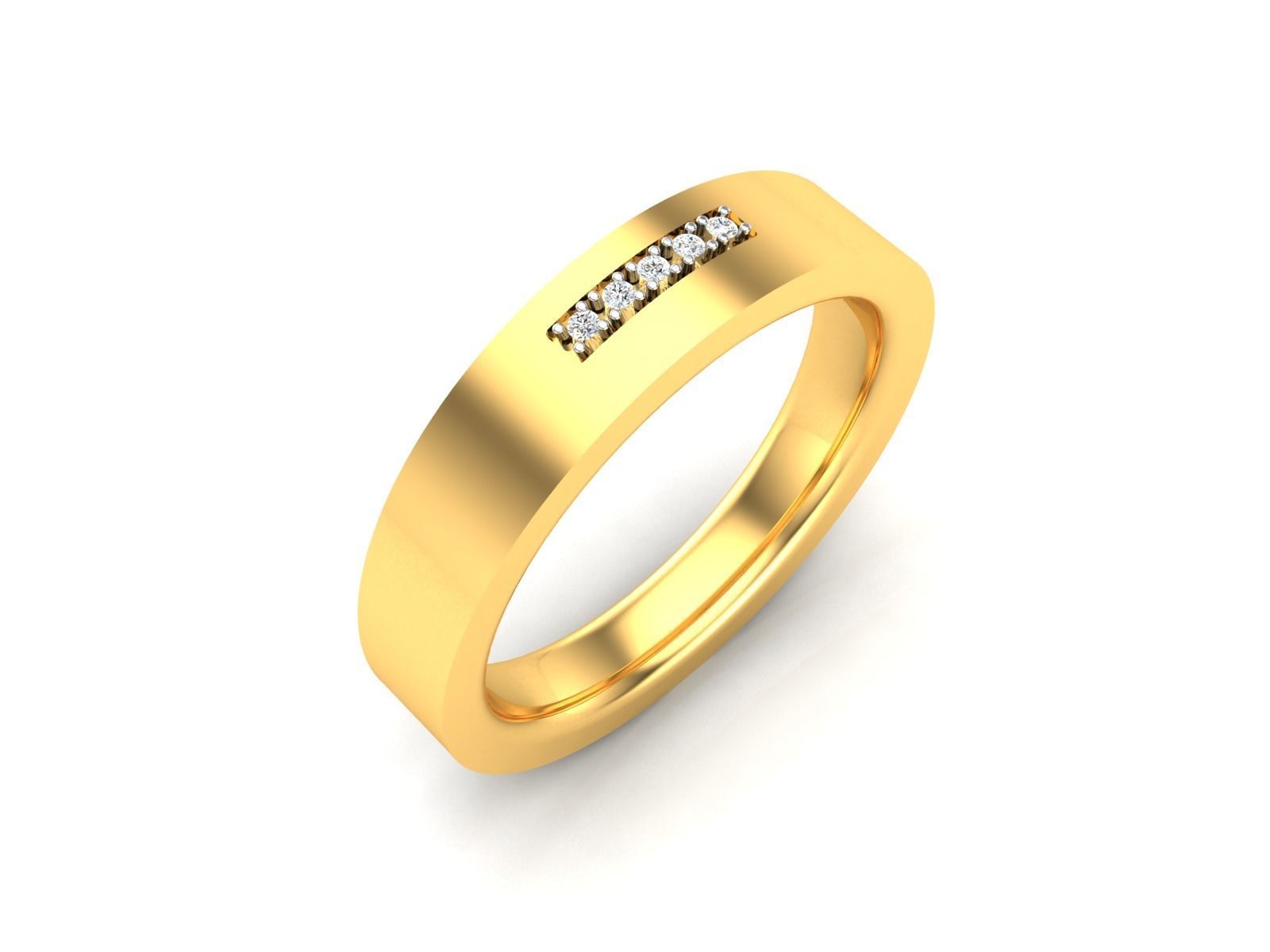 Band 3dm Render Details oval diamond ring gold 3D print model_2