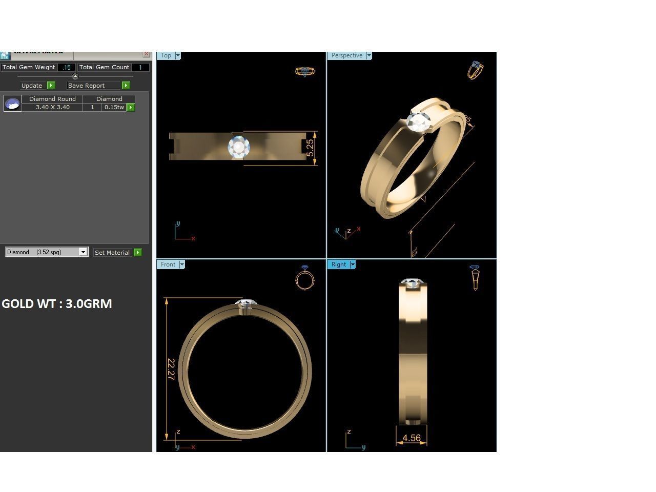 Band 3dm Render Details diamond engagement ring gold 3D print model_8