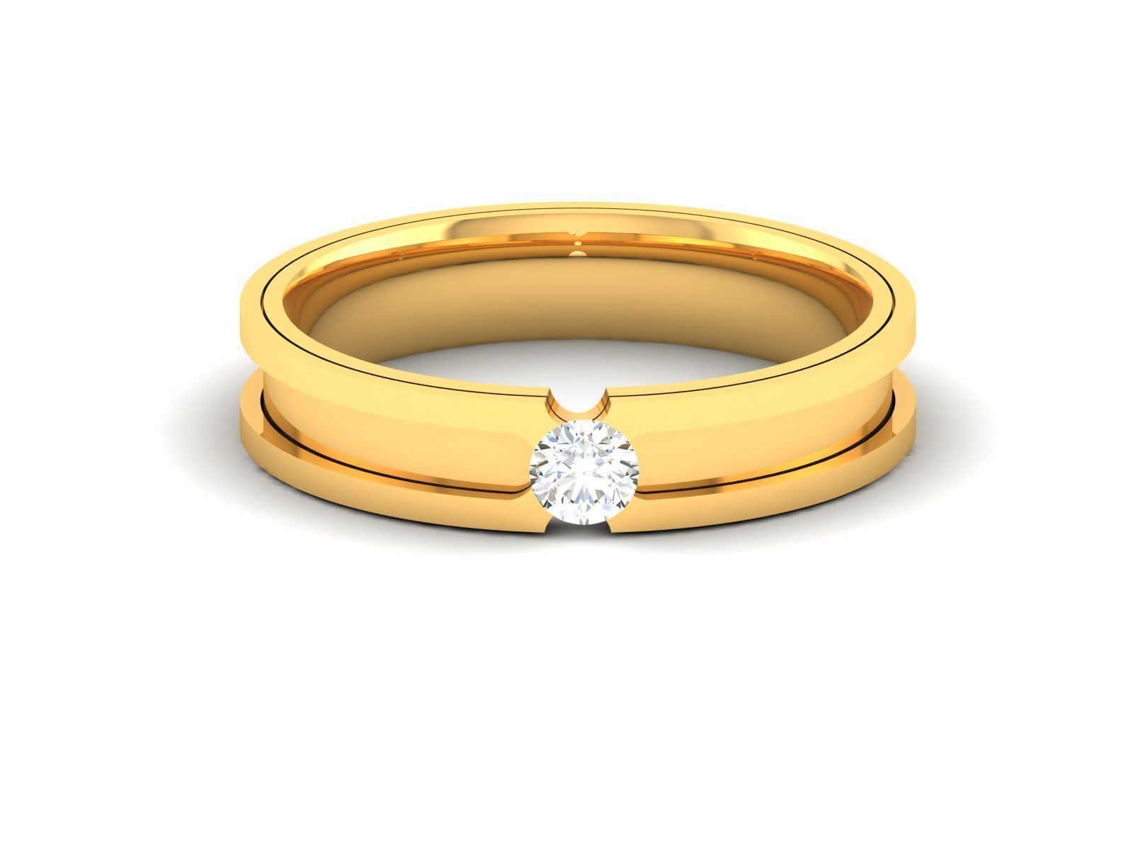 Band 3dm Render Details diamond engagement ring gold 3D print model_6