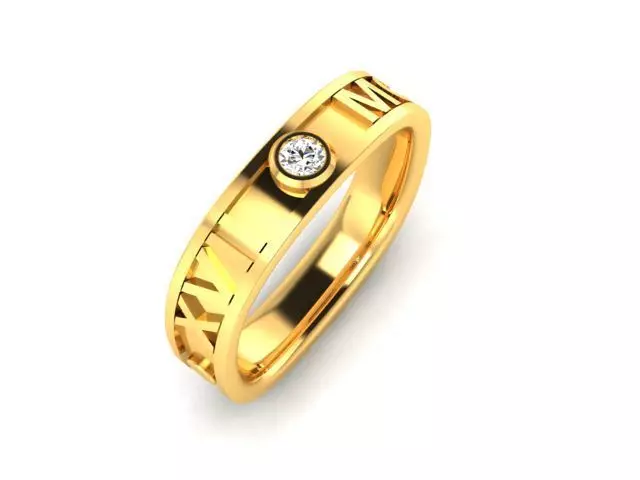 Band 3dm Render Details roman numerals diamond ring 3D print model_0