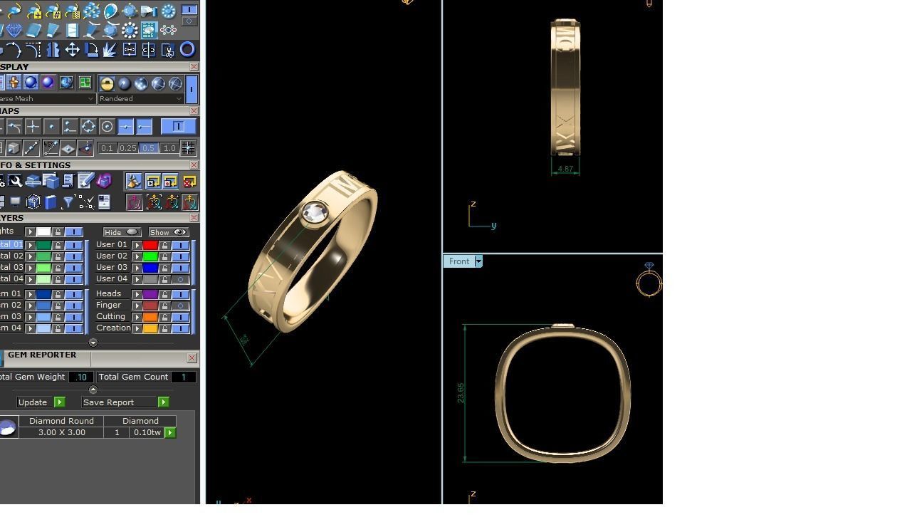 Band 3dm Render Details roman numerals diamond ring 3D print model_3