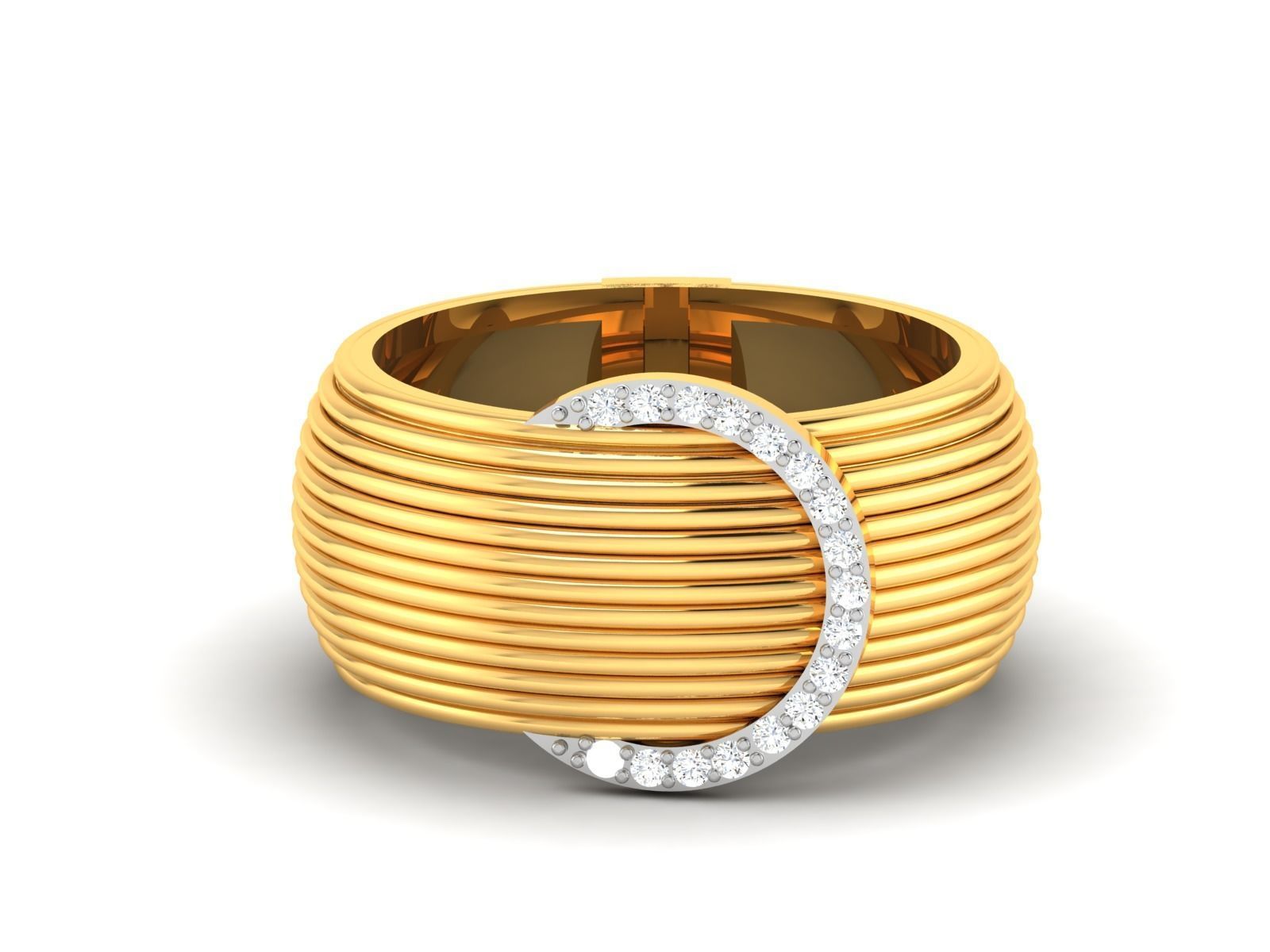Band 3dm Render Details gold wedding ring with diamonds 3D print model_17