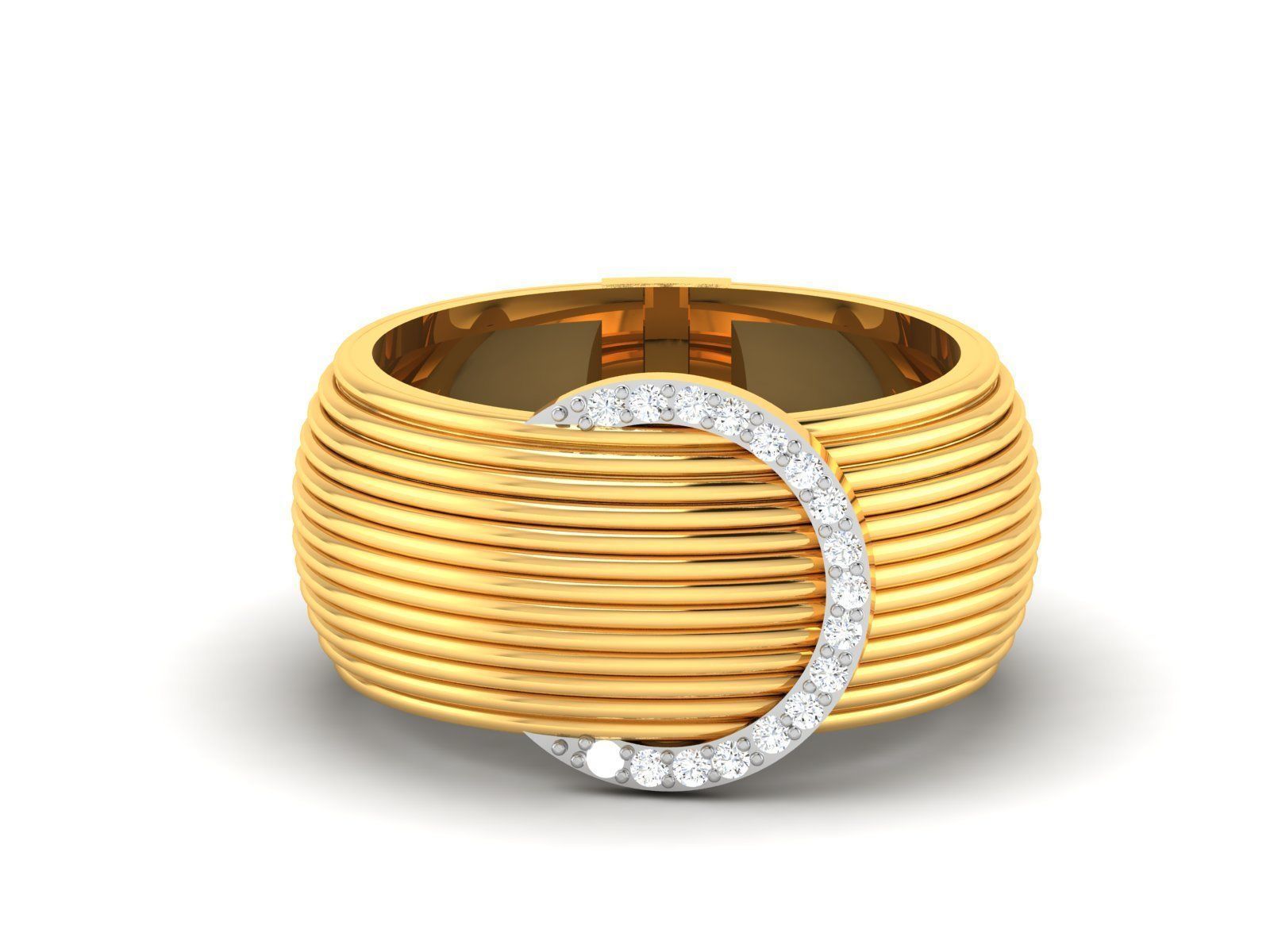 Band 3dm Render Details gold wedding ring with diamonds 3D print model_6