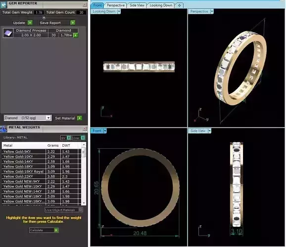 Band 3dm Render Details princess cut diamond eternity ring gold