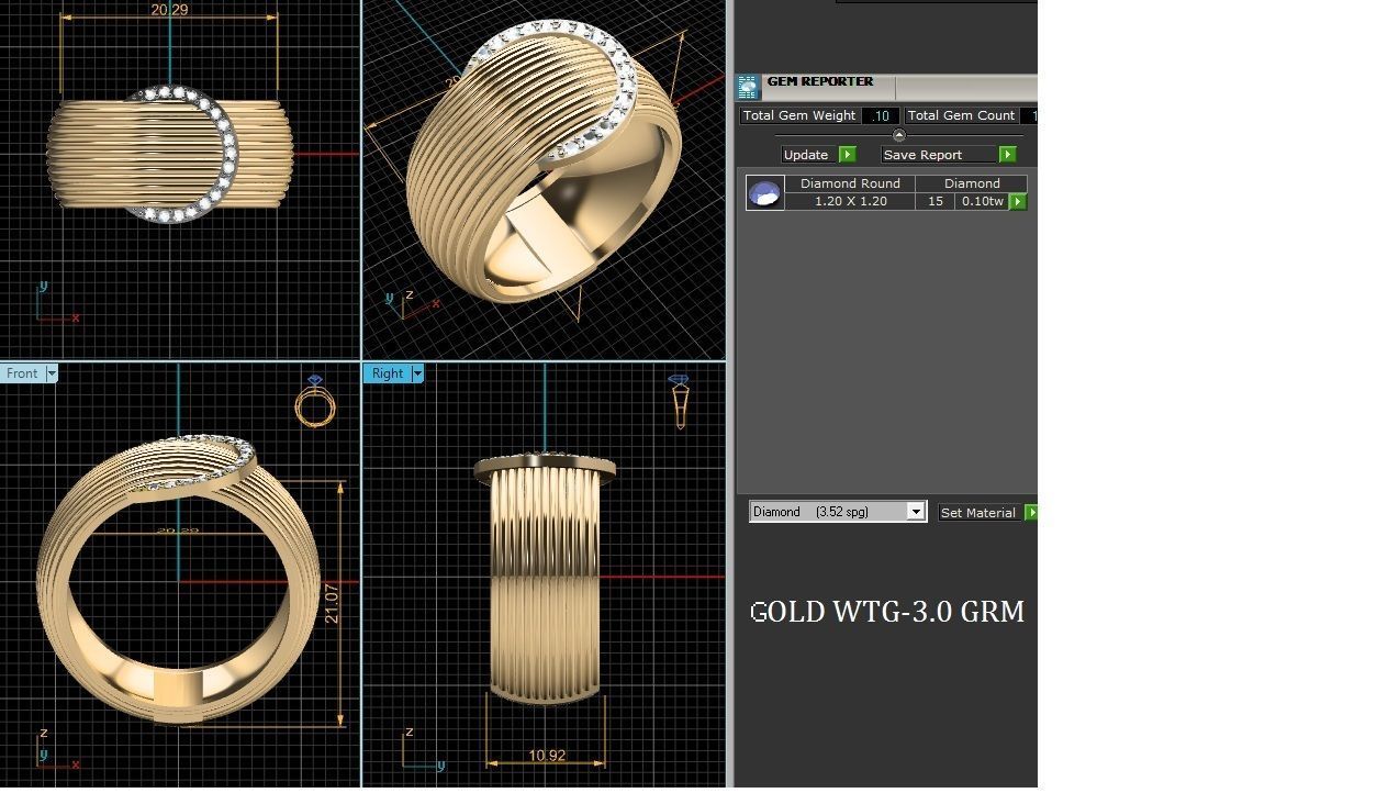 Band 3dm Render Details gold wedding ring with diamonds 3D print model_8