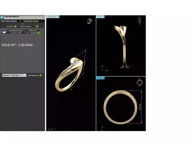 Band 3dm Render Details diamond ring gold