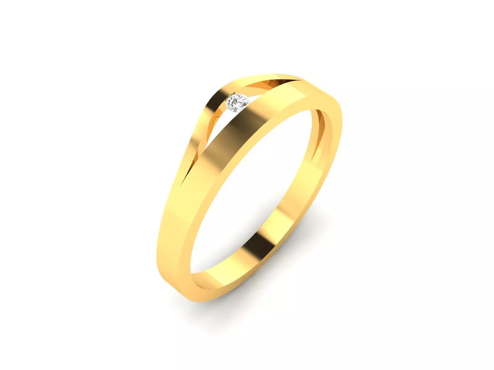 Band 3dm Render Details gold ring with diamond 3D print model