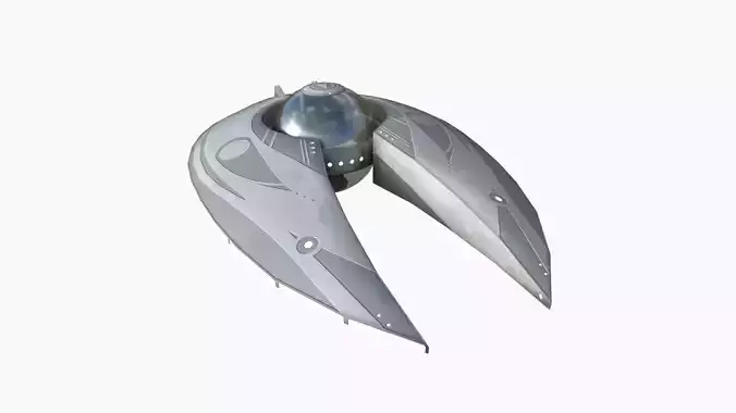 Alien Spaceship UFO I09 Full White - Sci Fi Spacecraft Design Low-poly 3D model