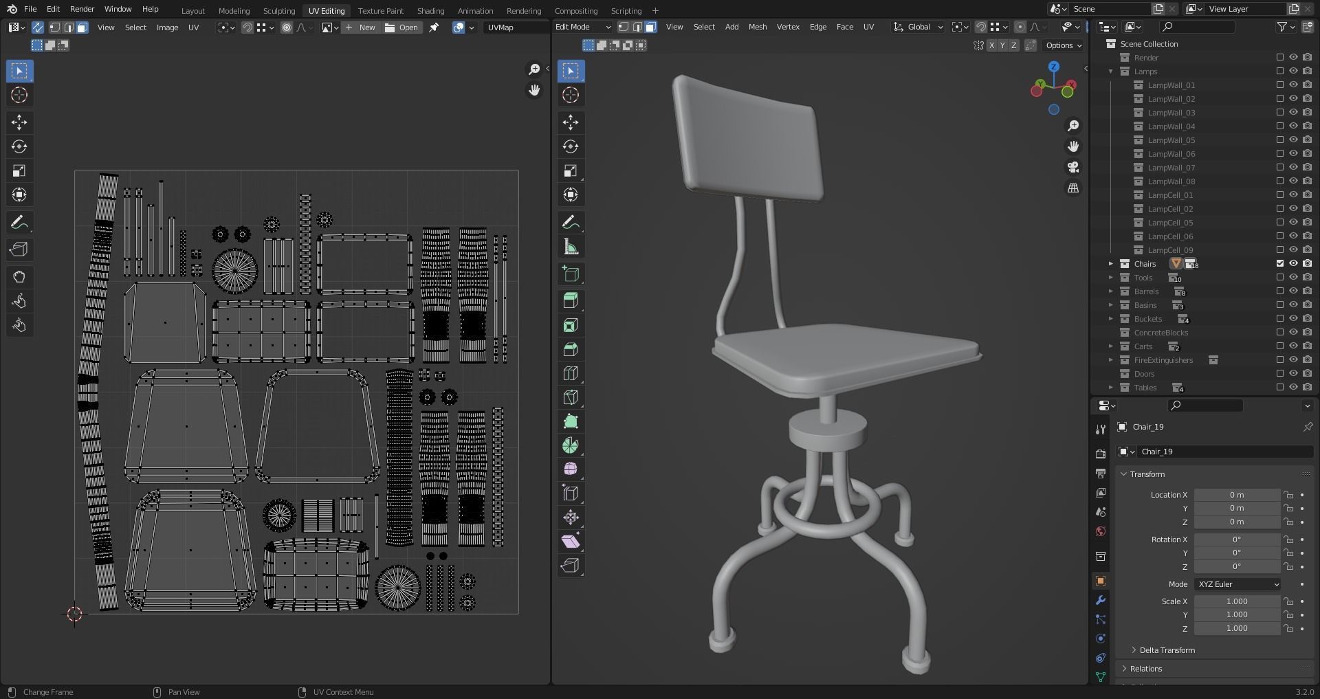 Chair 19 Low-poly 3D model_12