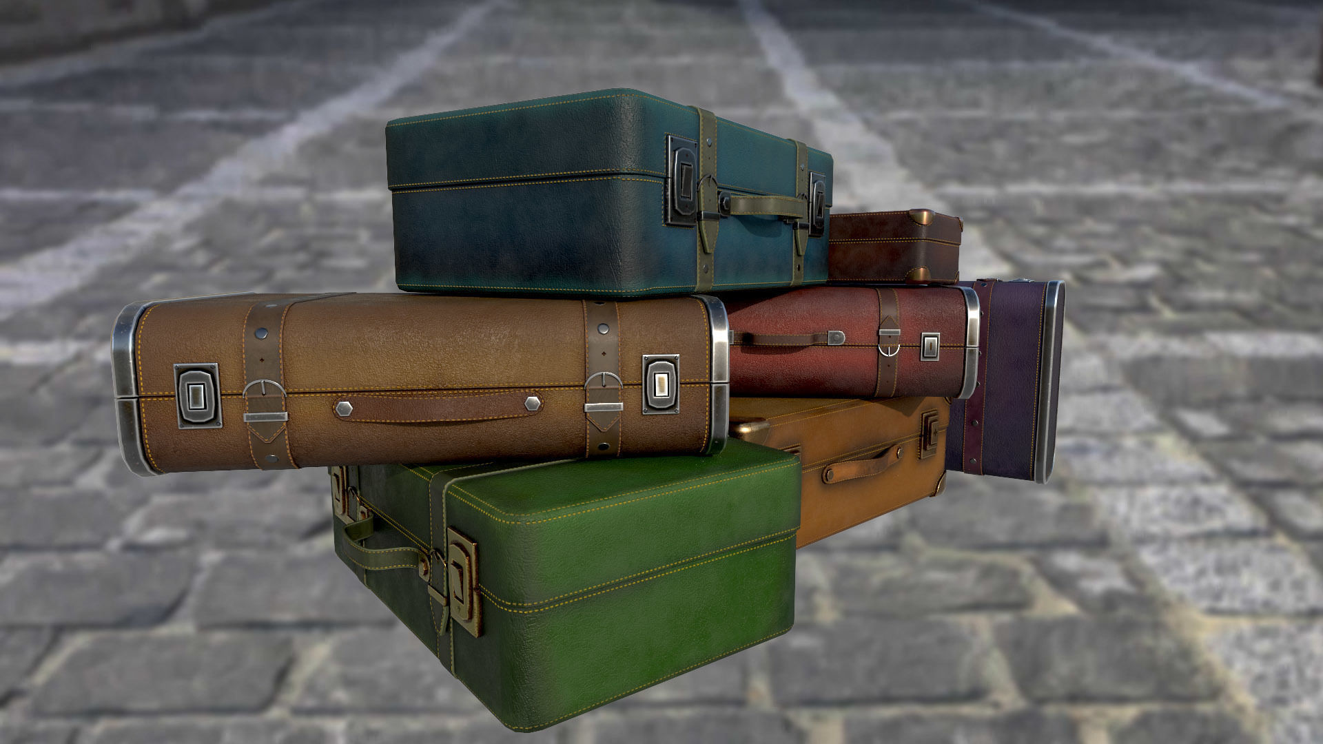 Travel bag suitcase briefcase PBR game ready Low-poly 3D model_1