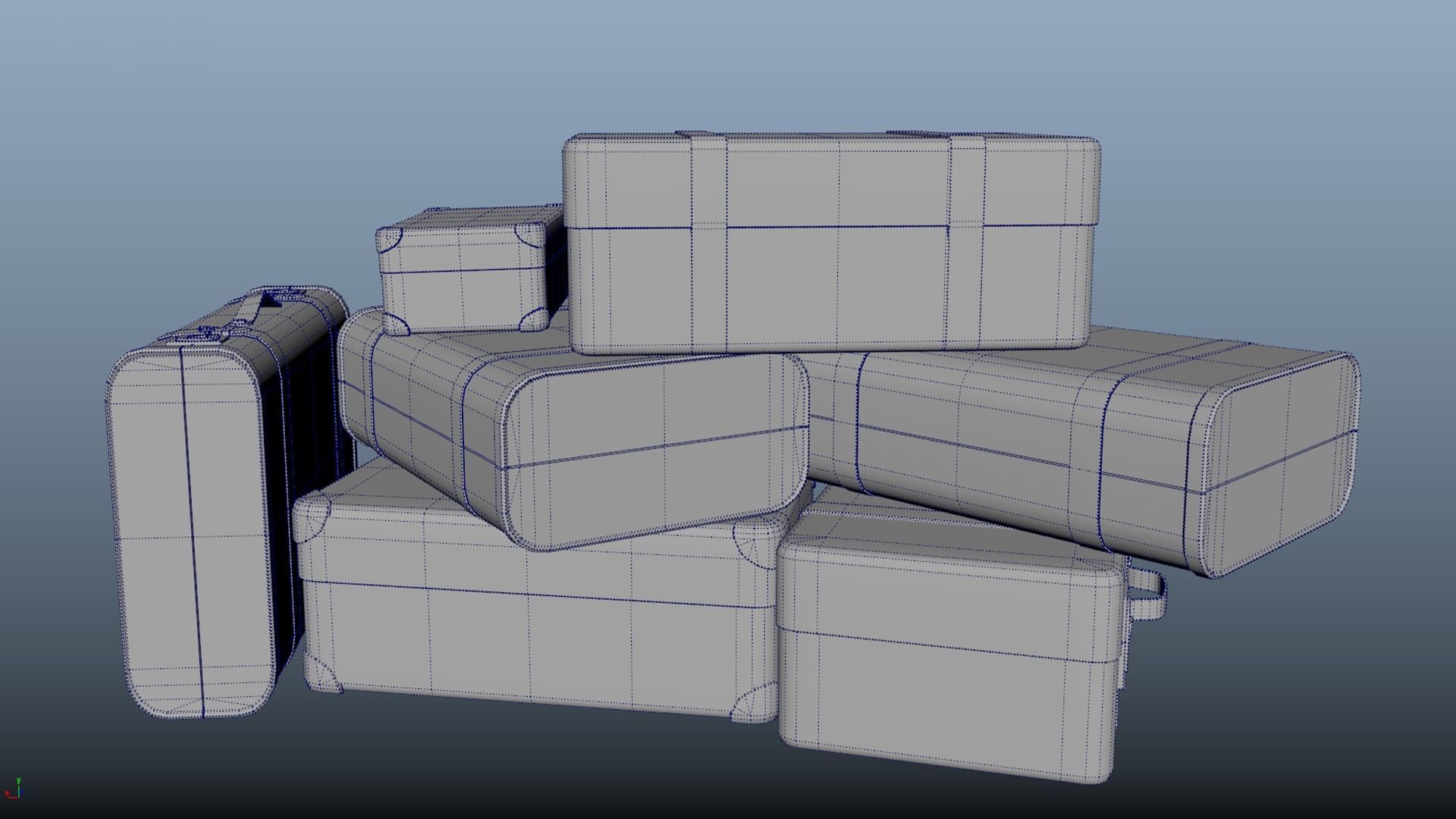 Travel bag suitcase briefcase PBR game ready Low-poly 3D model_7