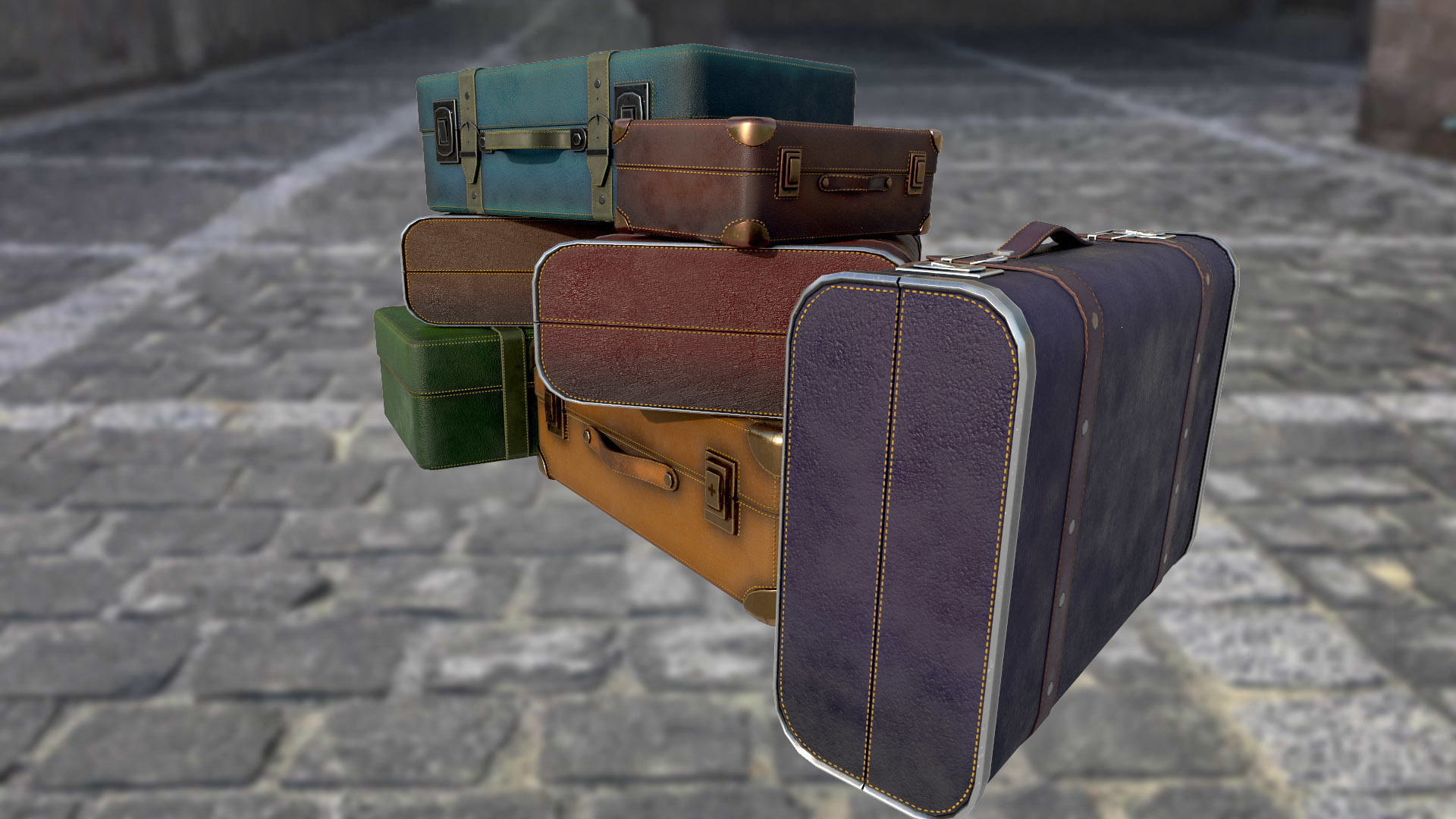 Travel bag suitcase briefcase PBR game ready Low-poly 3D model_4