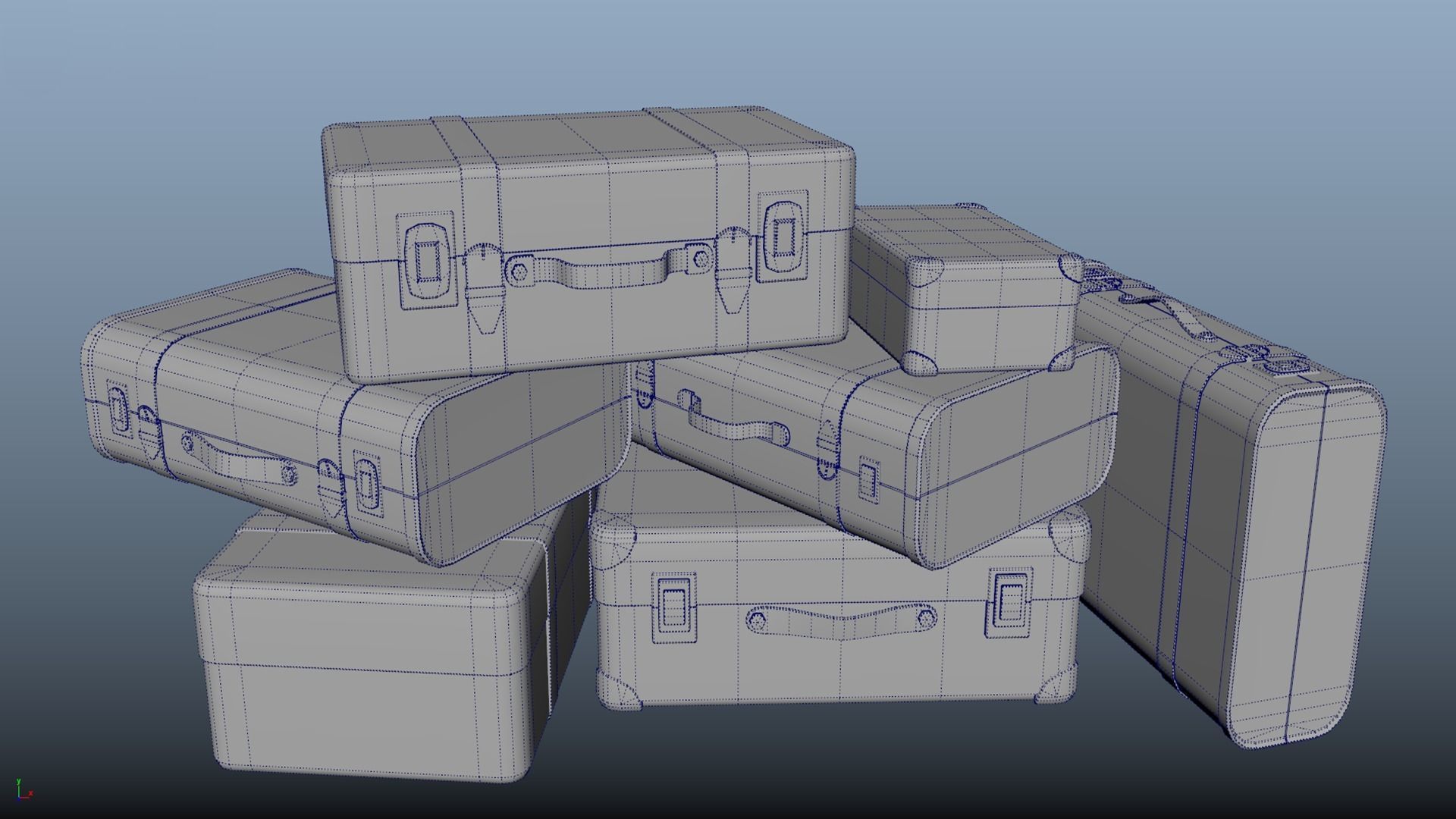 Travel bag suitcase briefcase PBR game ready Low-poly 3D model_6