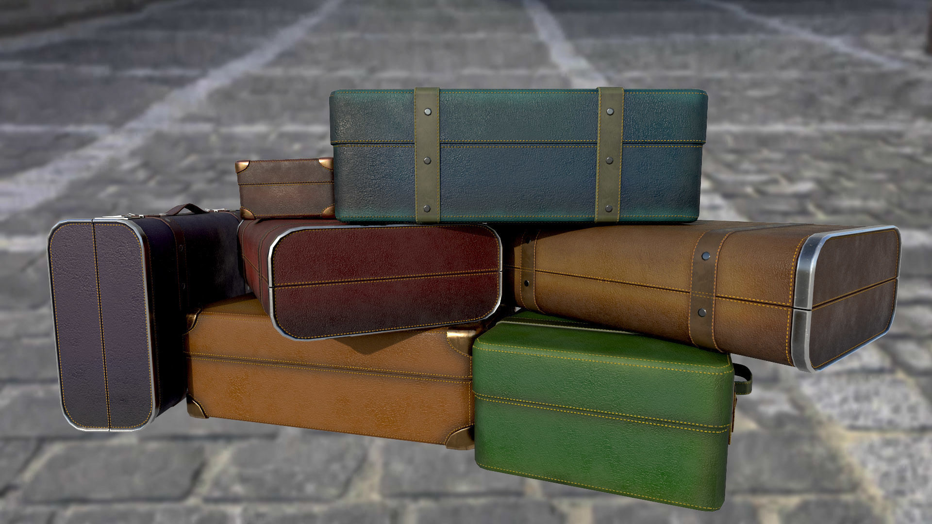 Travel bag suitcase briefcase PBR game ready Low-poly 3D model_2