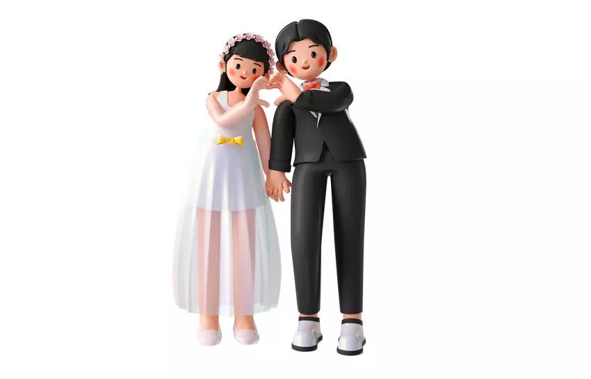 C4D model cartoon image of lovers 3D model