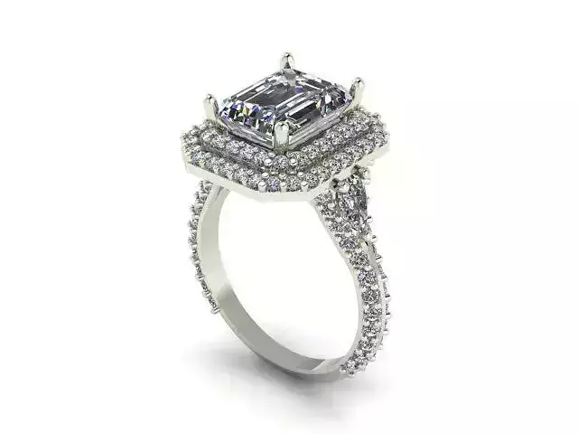 Engagement Ring Emerald Center Stone w dob-Halo 