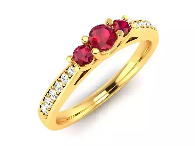 Band 3dm Render Details ruby and diamond ring gold