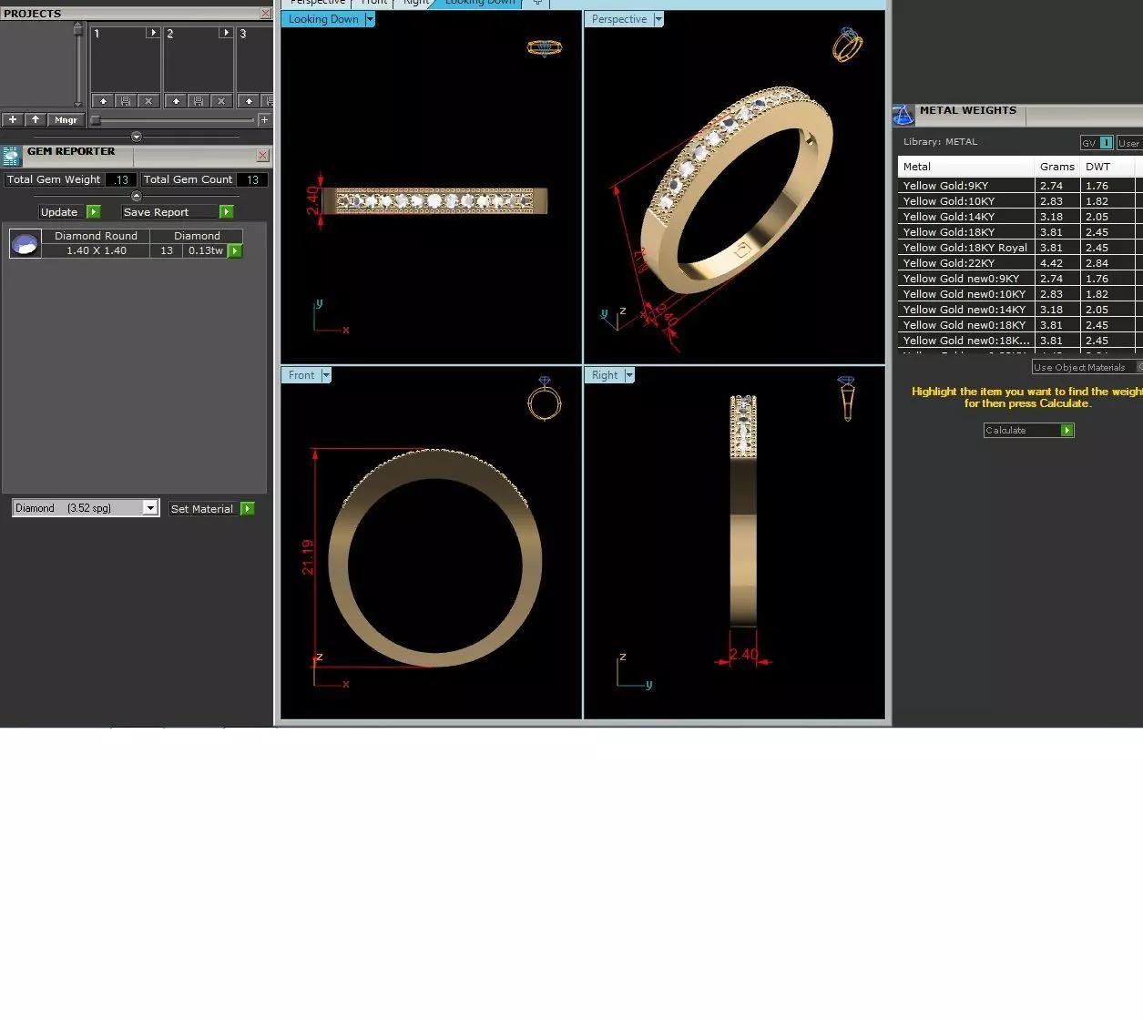 Band 3dm Render Details gold with diamonds 3D print model
