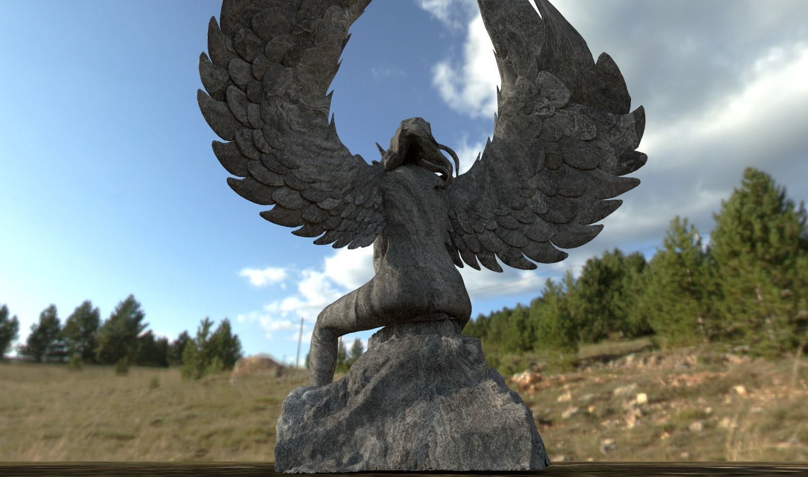 Egyptian goddess form Anatomy Siting Sculpture 3 Low-poly 3D model_7