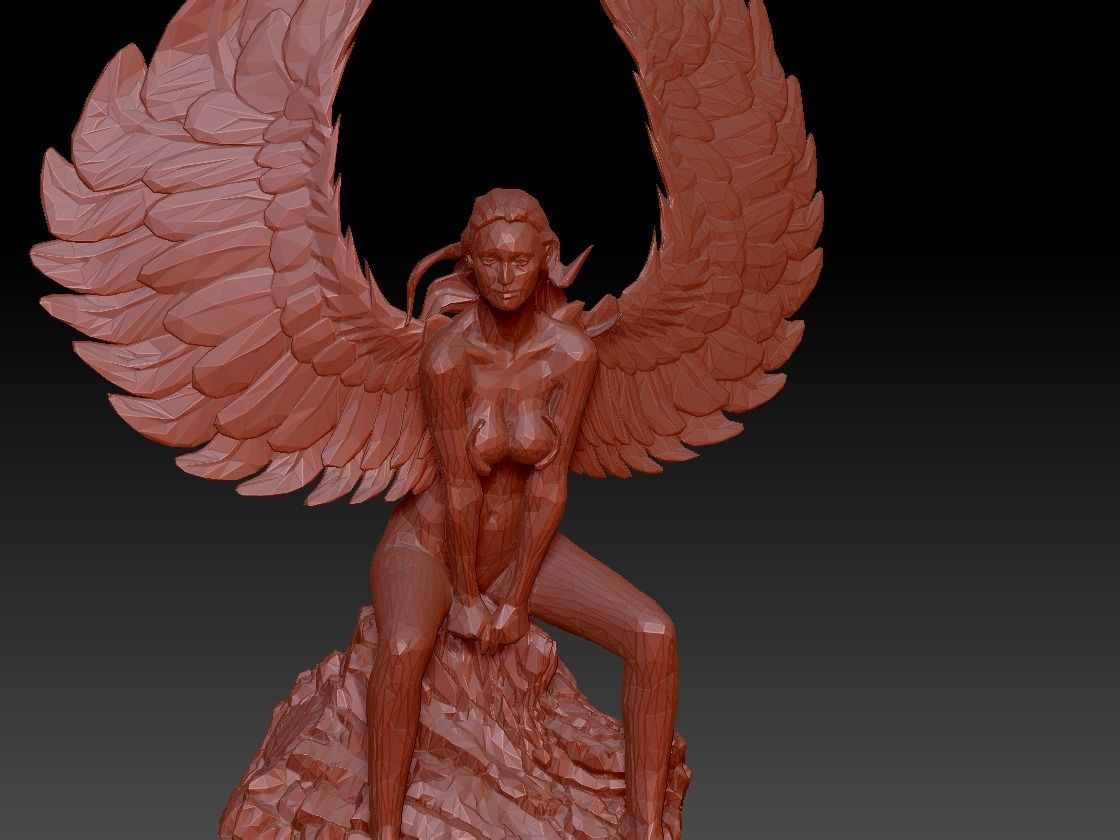 Egyptian goddess form Anatomy Siting Sculpture 3 Low-poly 3D model_4