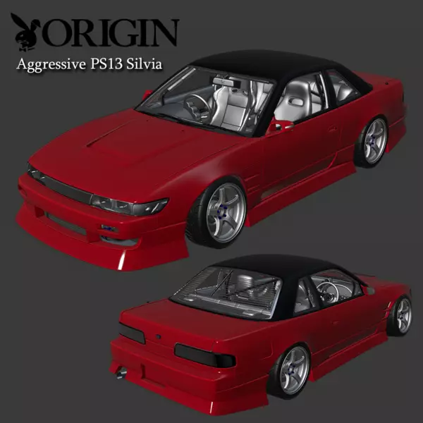 Origin Aggressive Body Kit  S13 Silvia GTS GT7 Base 3D model_0