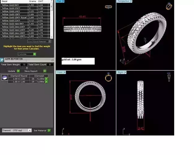 Band 3dm Render Details diamond eternity ring gold