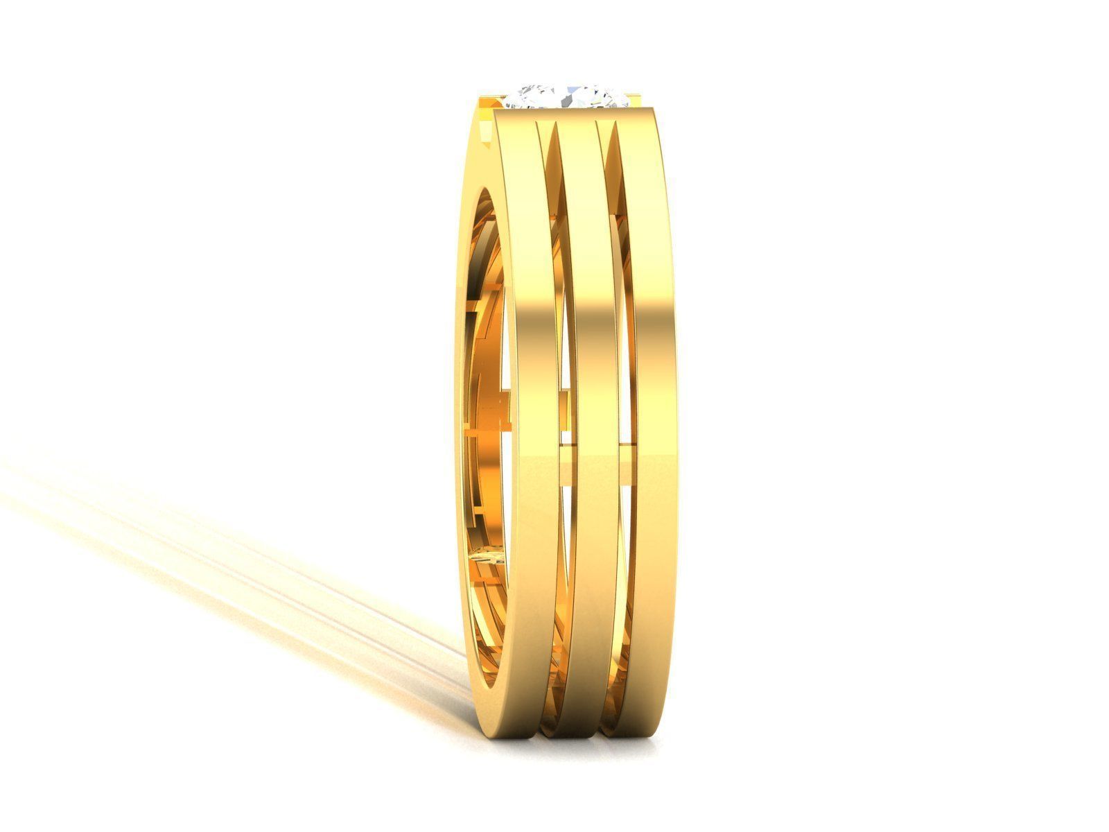 Band 3dm Render Details gold ring with diamond in center 3D print model_11