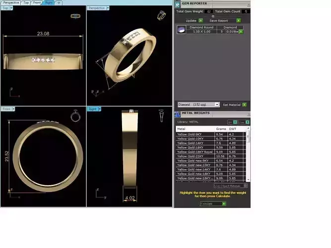 Band 3dm Render Details oval diamond ring gold