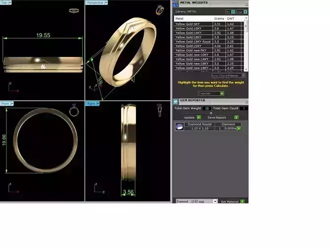 Band 3dm Render Details gold wedding