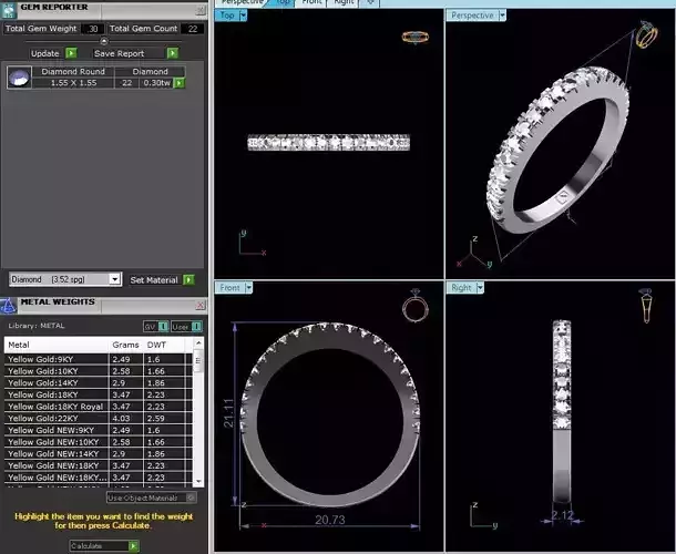 Band 3dm Render Details oval diamond ring gold