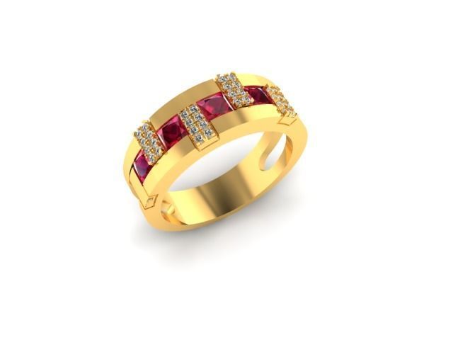 Band 3dm Render Details gold ring with rubies and diamonds 3D print model_20