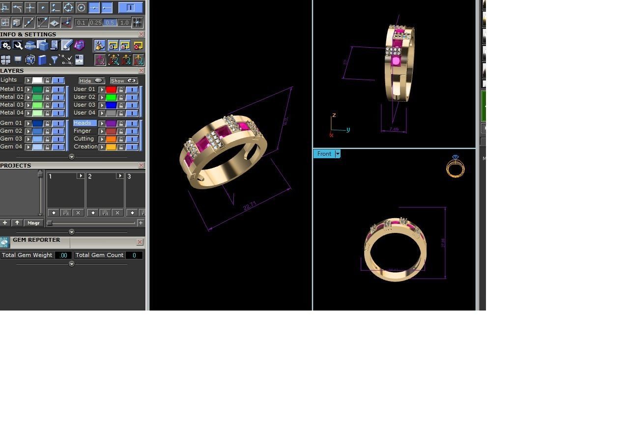 Band 3dm Render Details gold ring with rubies and diamonds 3D print model_30