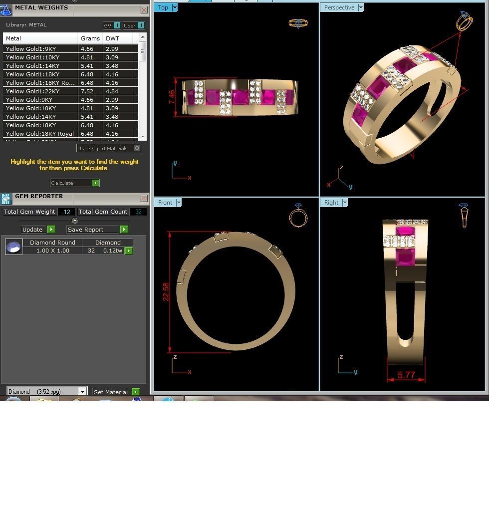 Band 3dm Render Details gold ring with rubies and diamonds 3D print model_26