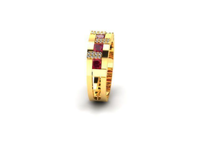 Band 3dm Render Details gold ring with rubies and diamonds 3D print model_17