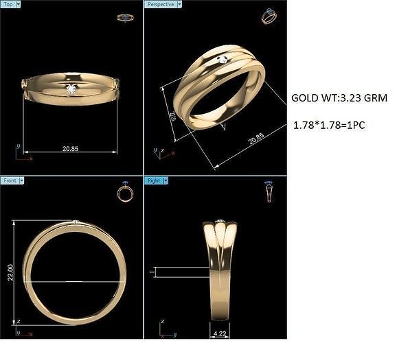 Band 3dm Render Details gold ring 3D print model
