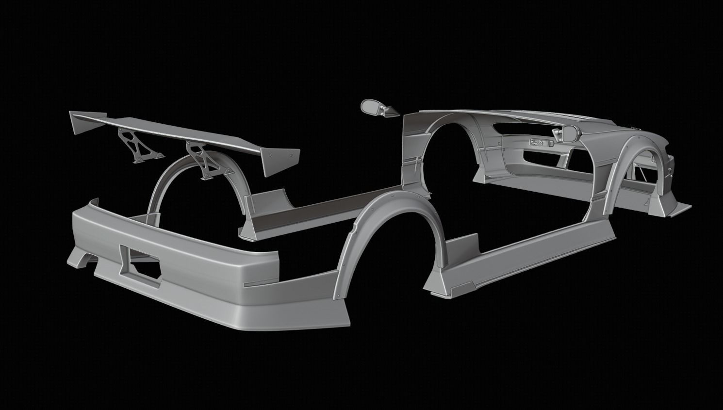 URAS Type4 Body Kit Keiichi Nomura Spec GTS GT7 PS13 Silvia 3D model