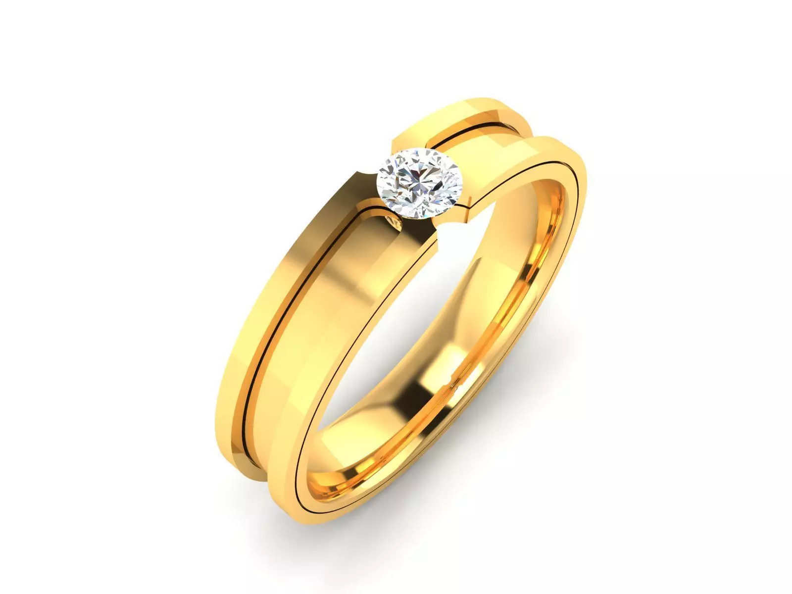 Band 3dm Render Details diamond engagement ring gold 3D print model