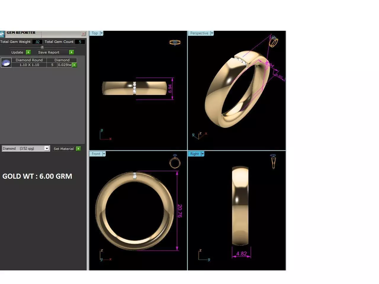 Band 3dm Render Details gold wedding with diamonds 3D model 3D ...