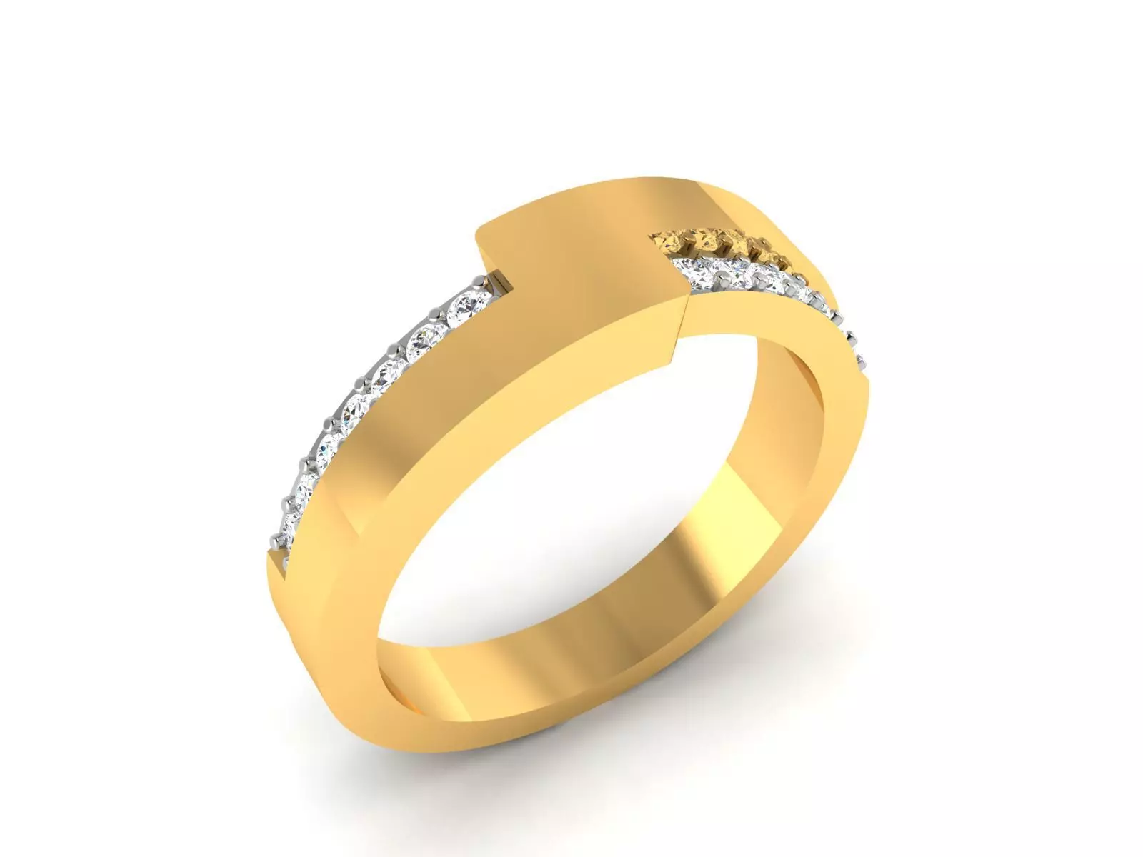 Band 3dm Render Details gold ring with diamonds 3D print model